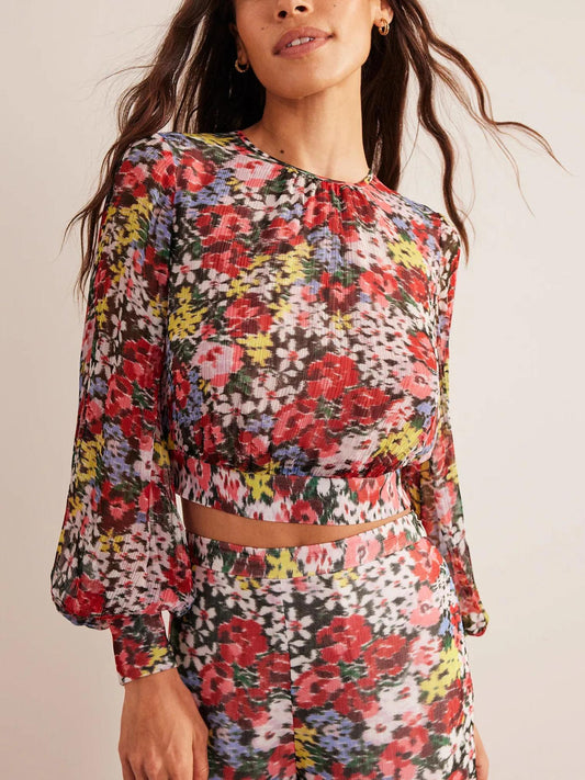 Boden - Blouson Sleeve Cropped Blouse - Sz 4