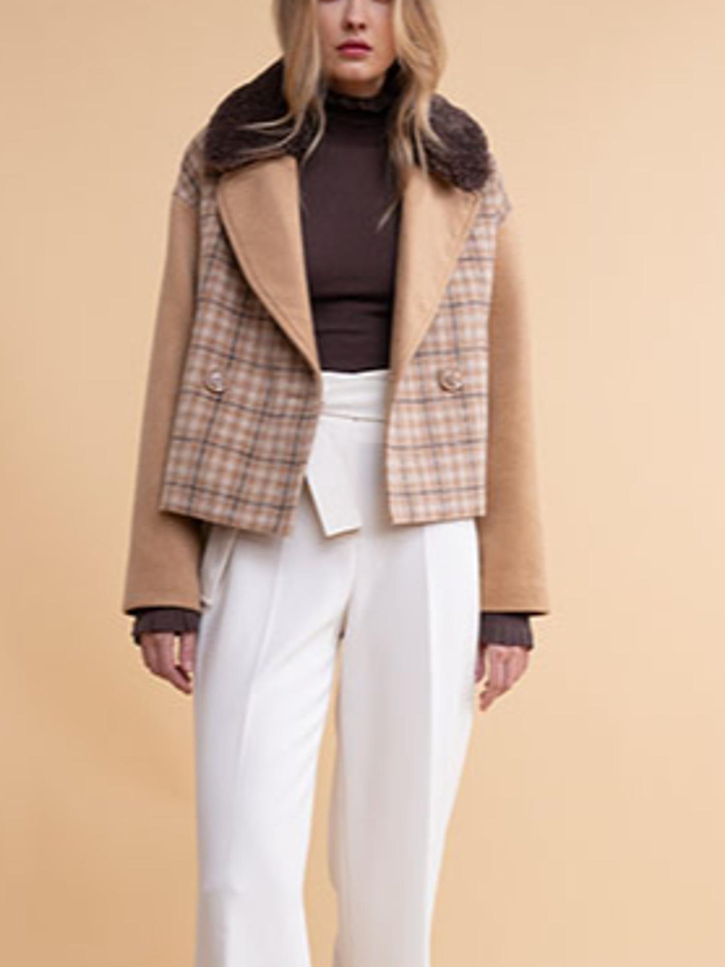 Rachel Parcell - Detachable Collar Cropped Coat - Sz L