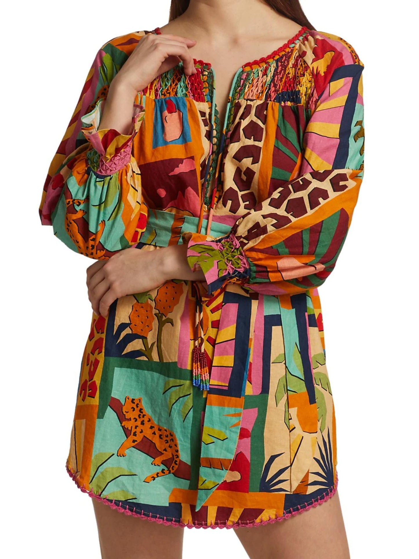 FARM Rio - Tropical Collage Tunic Dress - Sz S