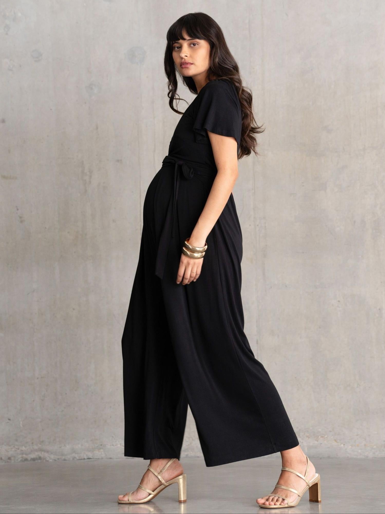 Seraphine - Celine V-Neck Wide Leg Maternity and Nursing Jumpsuit - Sz 10M