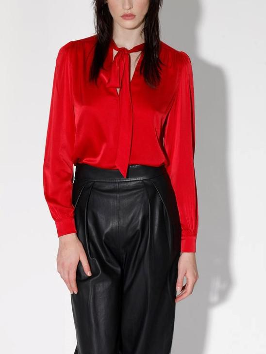 Walter Baker - Duchess Long Sleeve Tie Neck Blouse - Sz XL