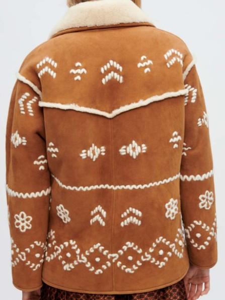 Maje - Embroidered Shearling Coat - Sz M