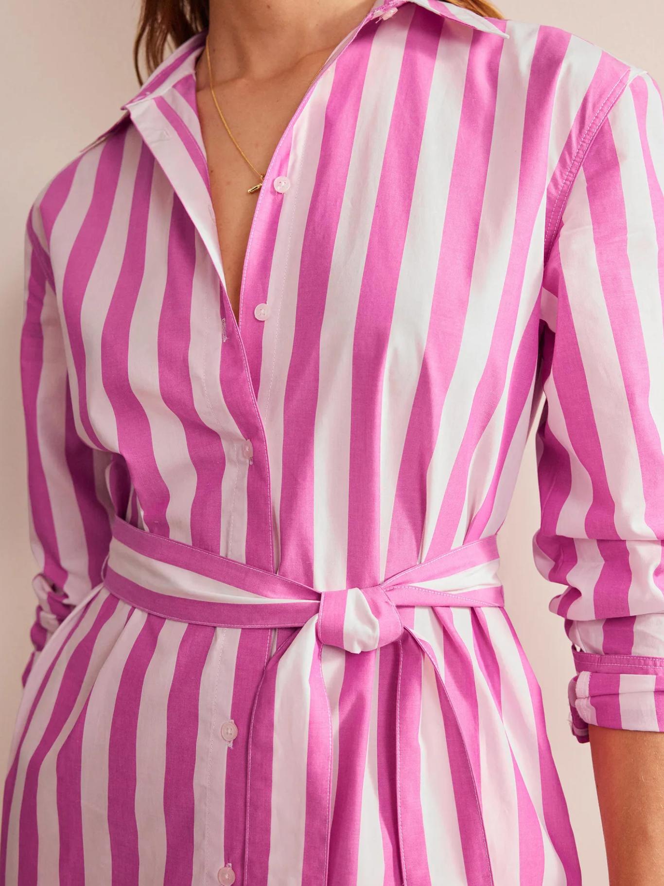 Boden - Relaxed Long Sleeve Cotton Midi Shirt Dress - Sz 8
