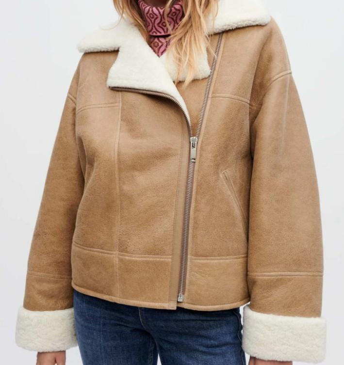 Maje - Moto Style Shearling Coat - Sz S