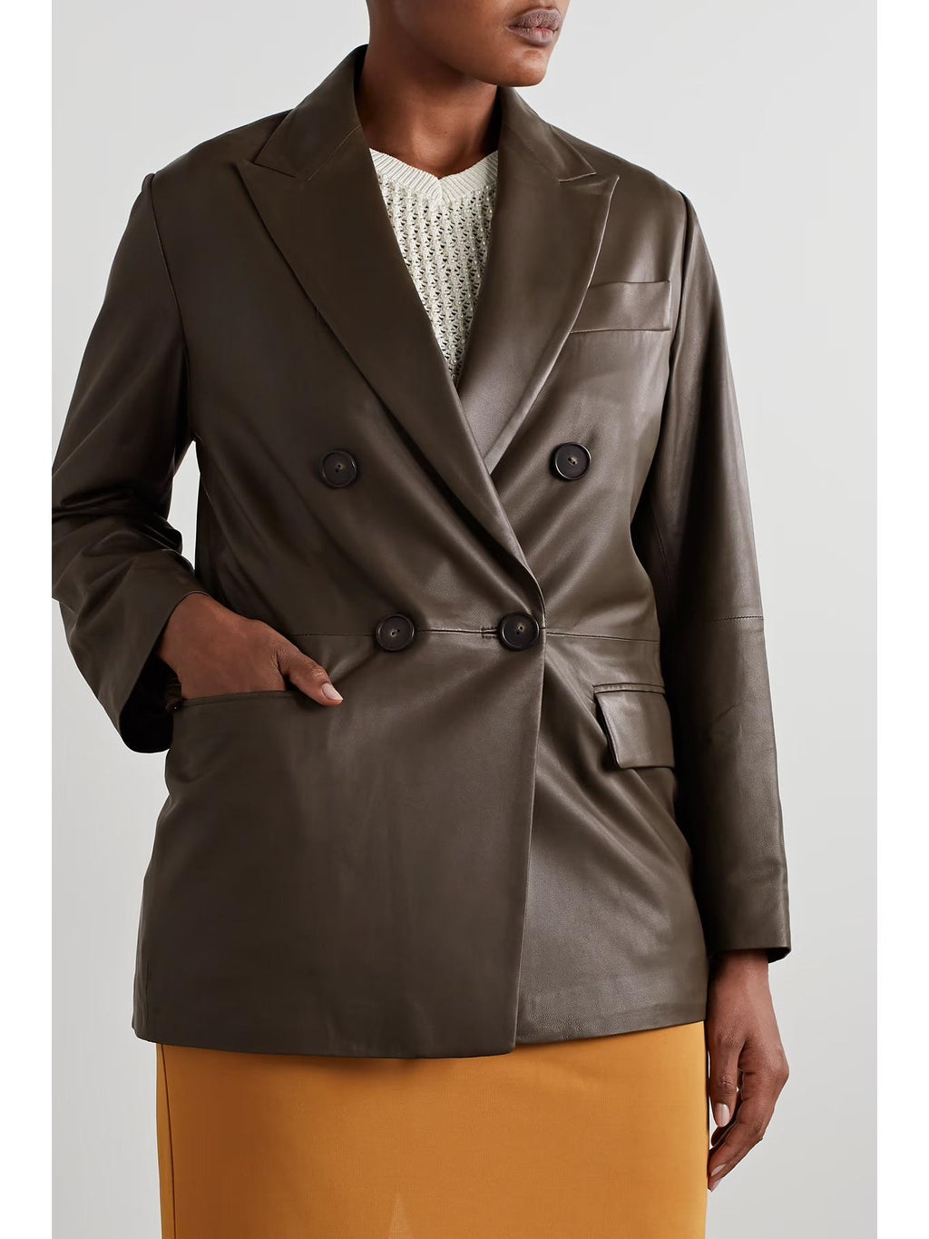Vince - Double Breasted Oversized Leather Blazer