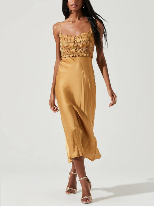 ASTR the Label - Zola Smocked Bust Detail Midi Dress - Sz XL