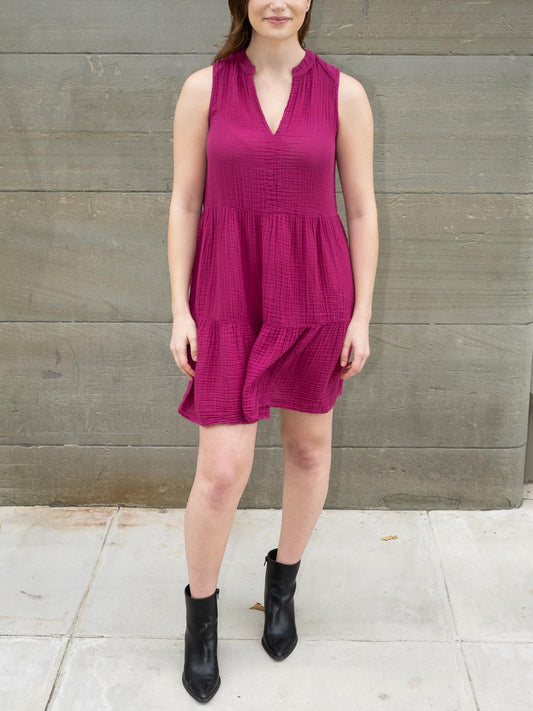 Michael Stars - Daisy Split Neck Gauze Dress - Sz L