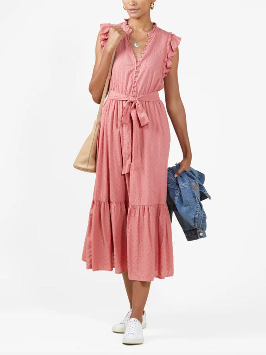 Outerknown - Canyon Ruffle Sleeve Midi Dress - Sz L