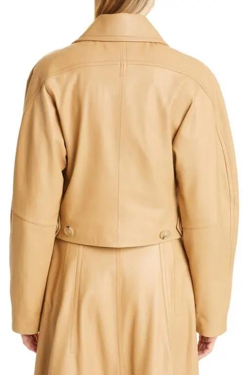 Vince - Cropped Leather Flight Jacket - Sz S