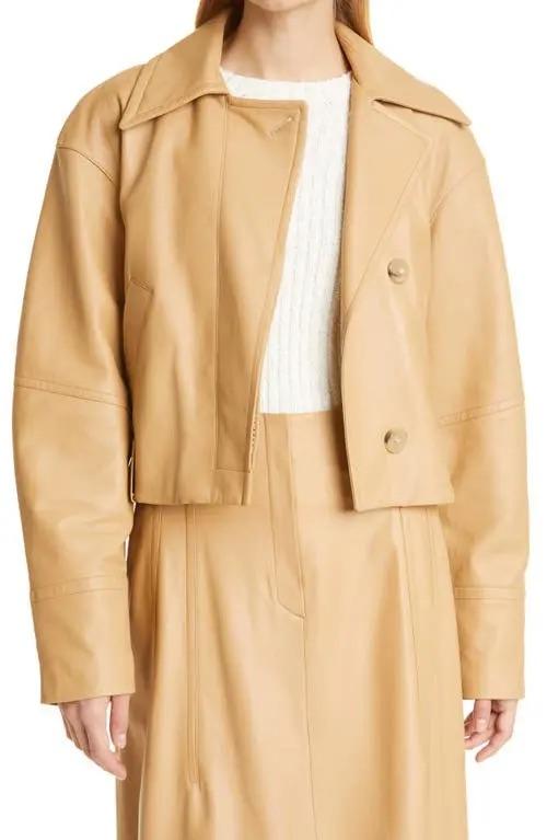 Vince - Cropped Leather Flight Jacket - Sz S