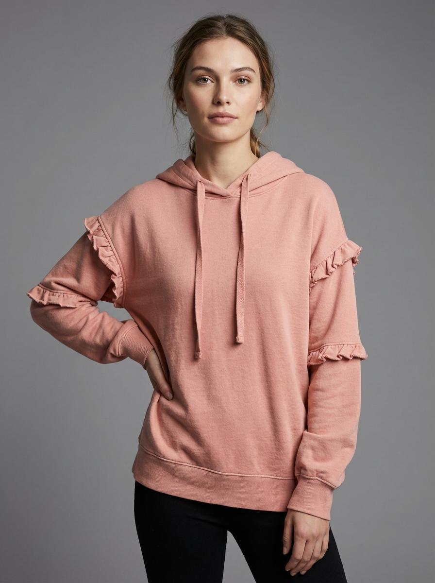 Rebecca Minkoff - Evelyn Tiered Ruffle Sleeve Hoodie - Sz S