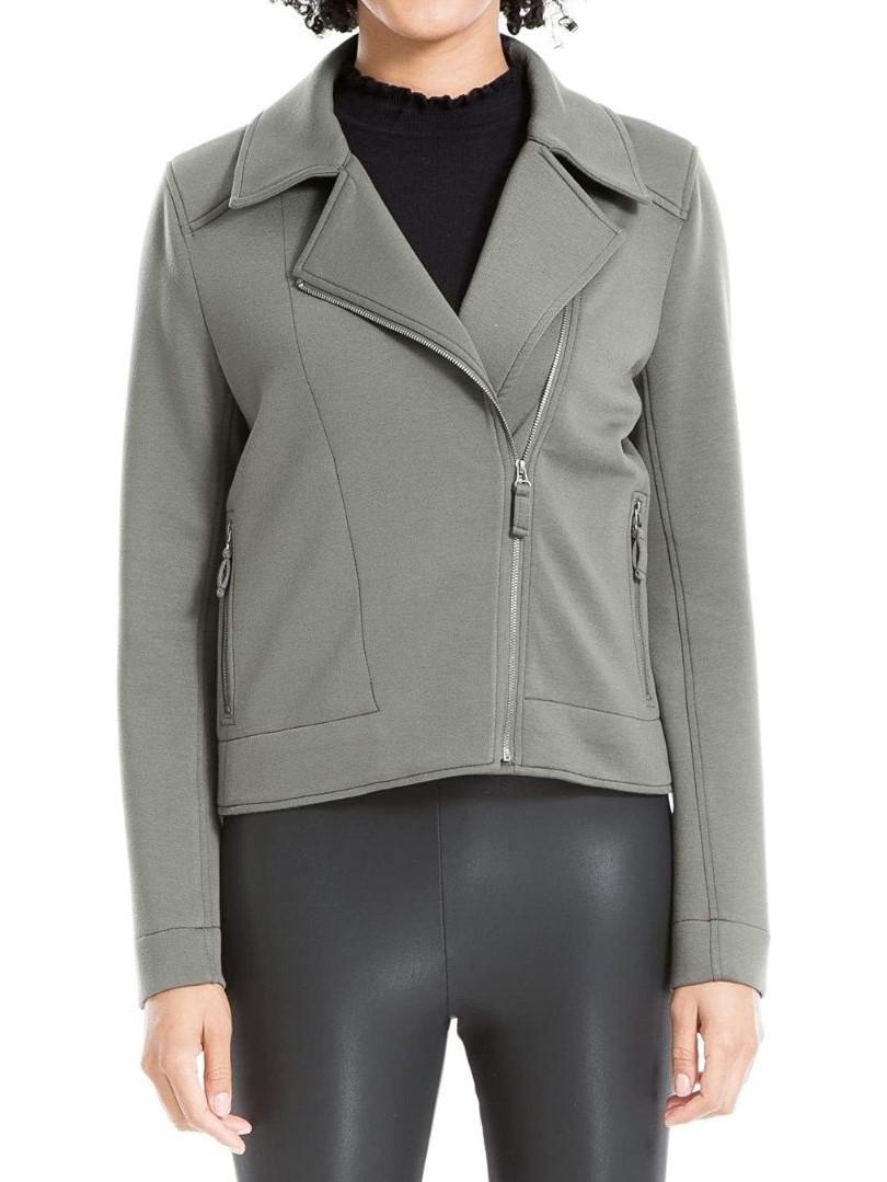 Max Studio - Solid-Hued Biker Jacket - Sz M