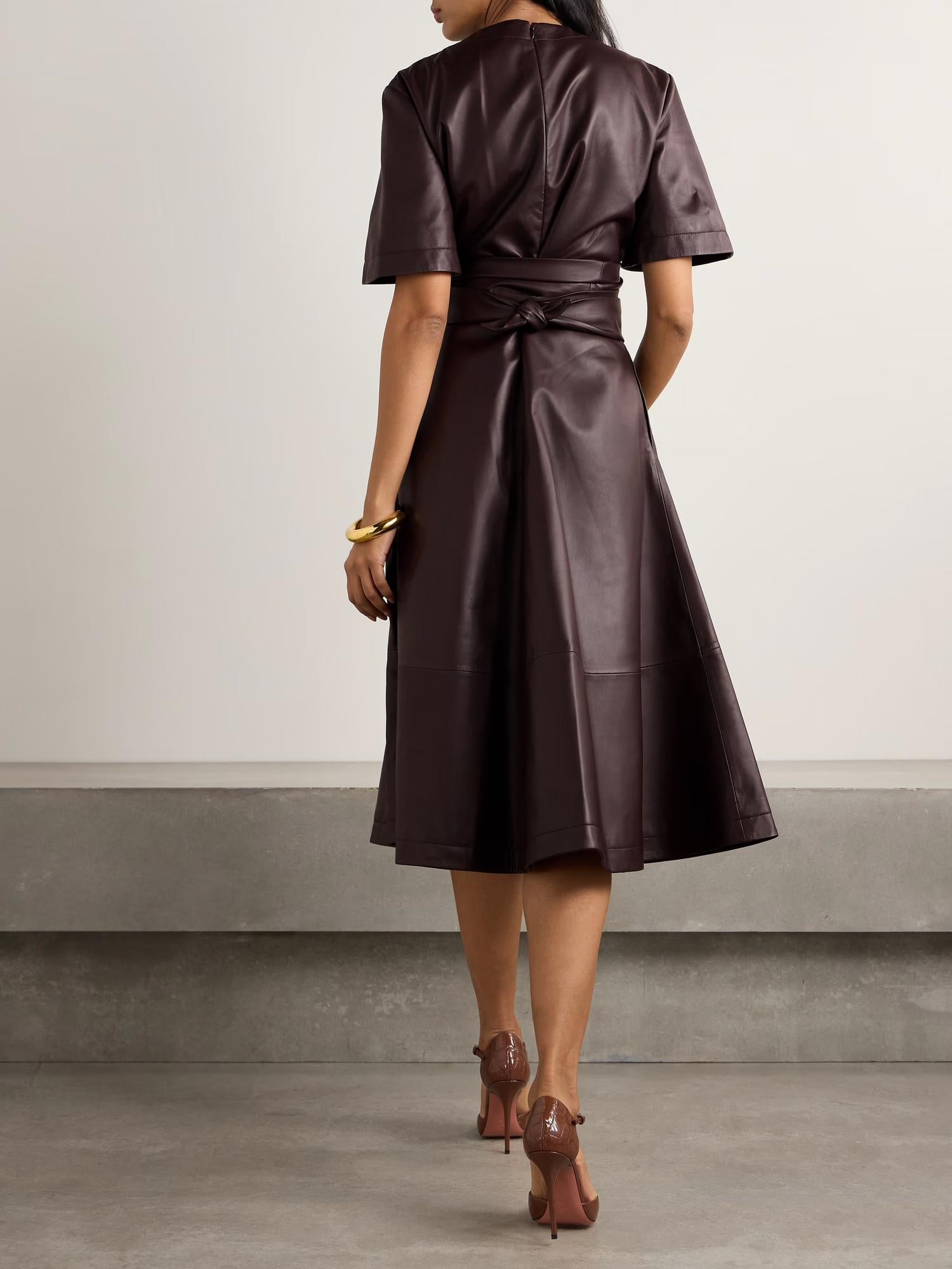 Altuzarra - Honey Embellished Draped Leather Midi Dress