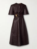 Altuzarra - Honey Embellished Draped Leather Midi Dress