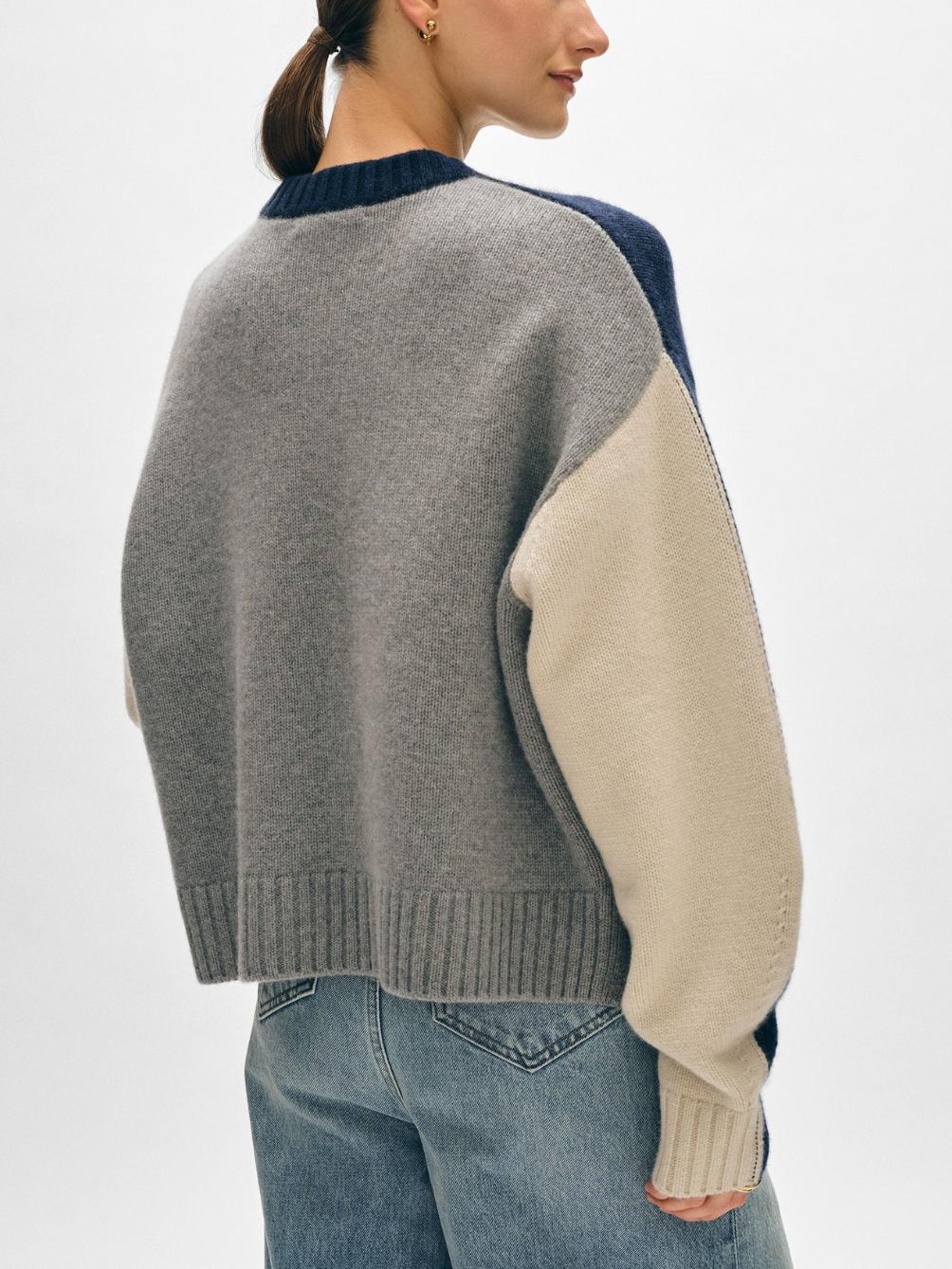 White & Warren - Merino Cashmere Drop Shoulder Crew Neck Sweater - Sz S