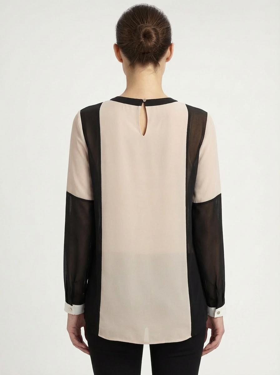 Calvin Klein - Semi-Sheer Colorblock Long Sleeve Tunic - Sz 1X