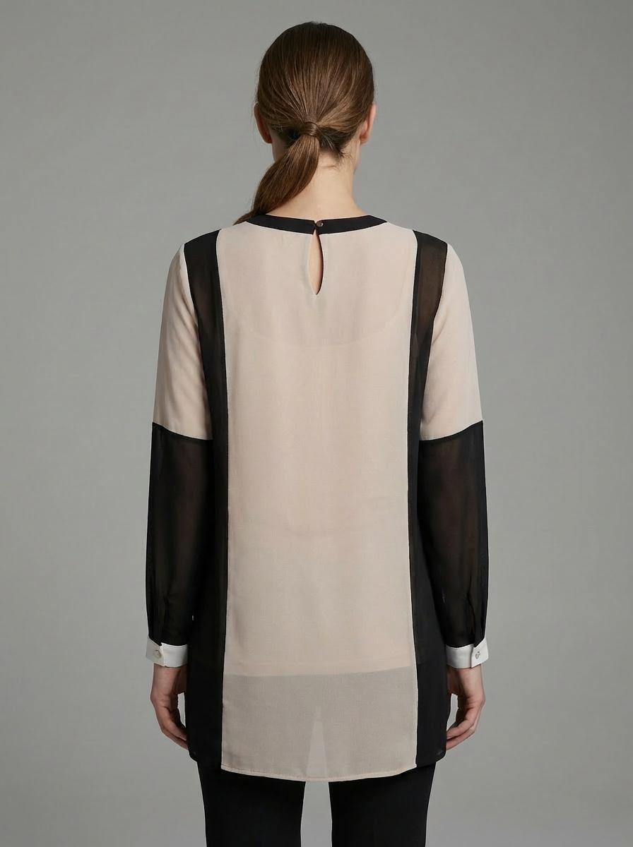 Calvin Klein - Semi-Sheer Colorblock Long Sleeve Tunic - Sz 1X