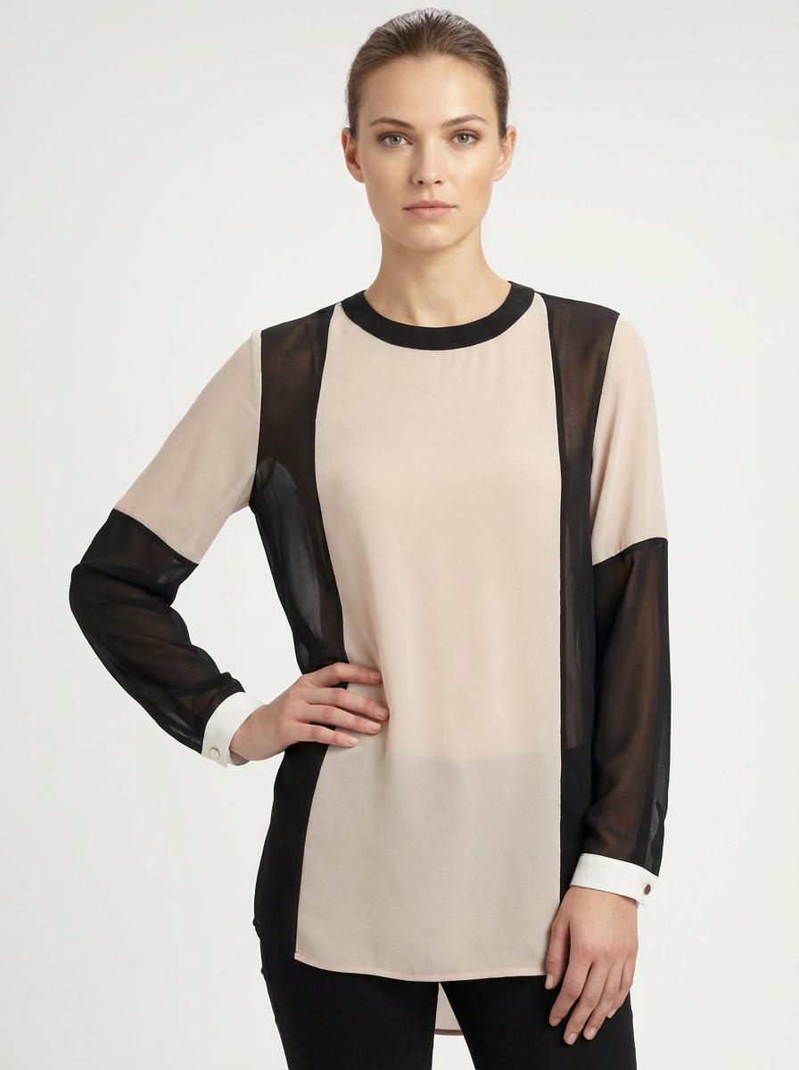 Calvin Klein - Semi-Sheer Colorblock Long Sleeve Tunic - Sz 1X