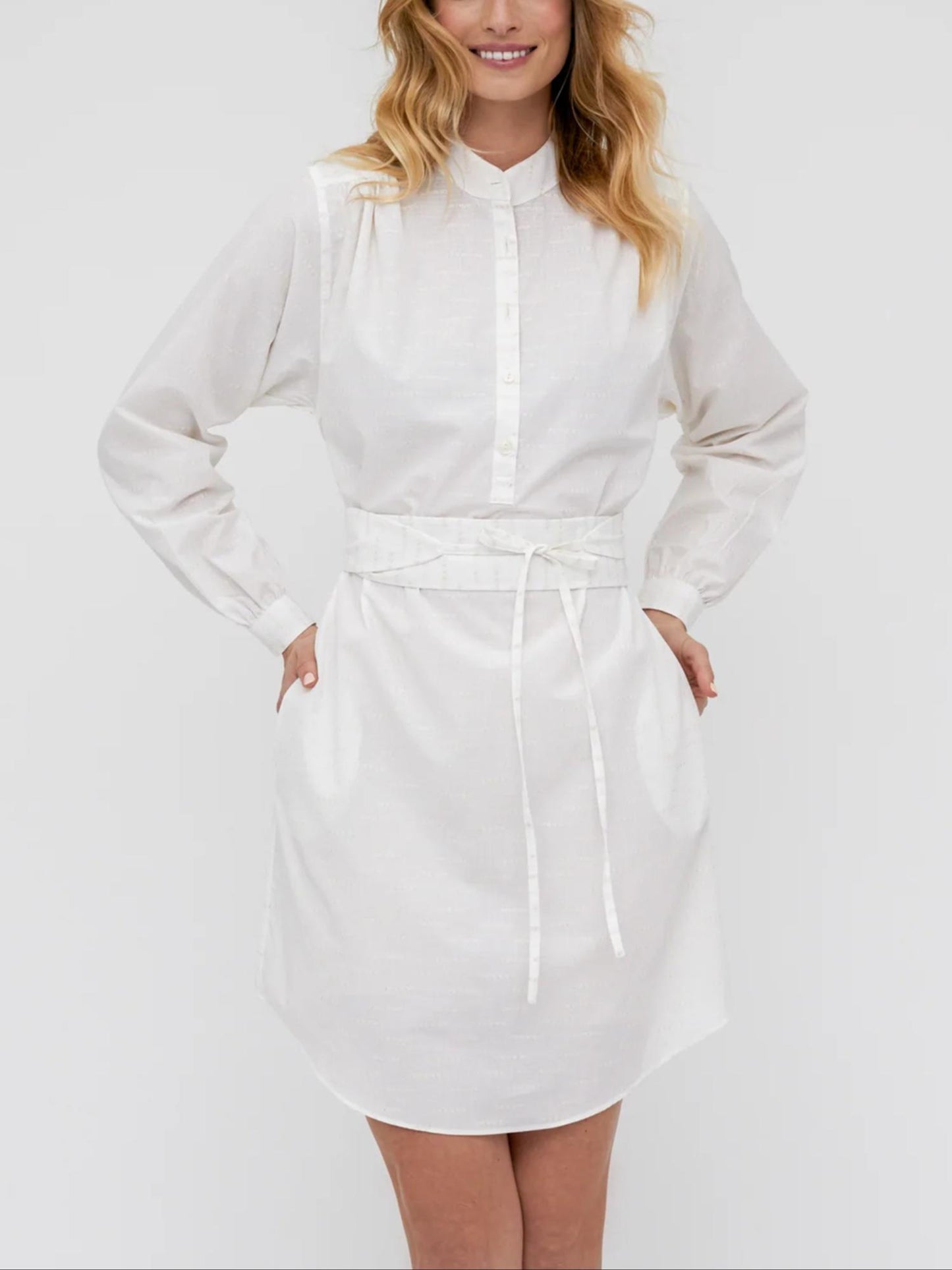 Sarah Alexandra - Boho Long Sleeve Banded Collar Shirt Dress - Sz M
