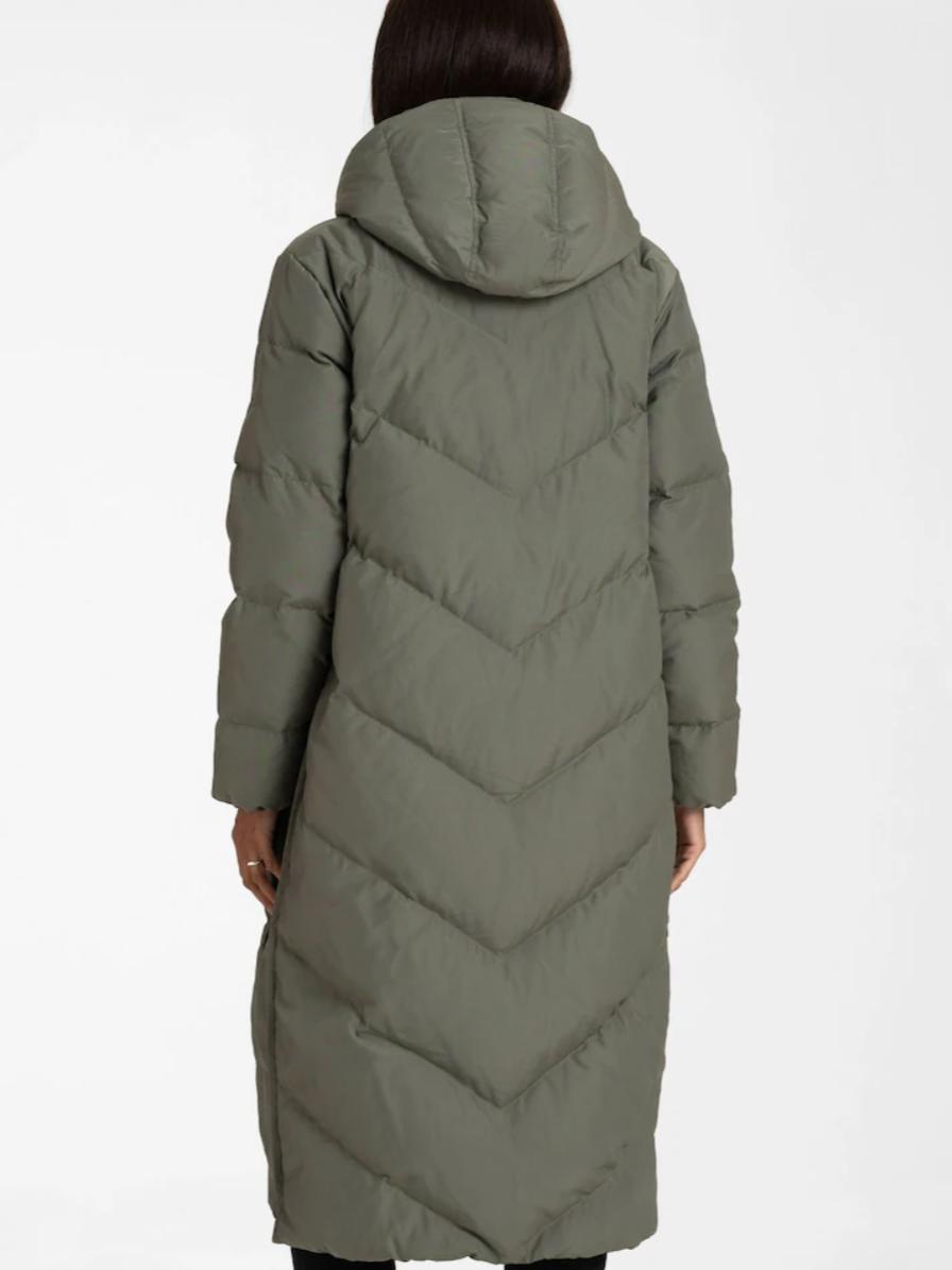 Seraphine - Adena Quilted Maternity and Babywearing Long Puffer Coat - Green