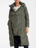 Seraphine - Adena Quilted Maternity and Babywearing Long Puffer Coat - Green
