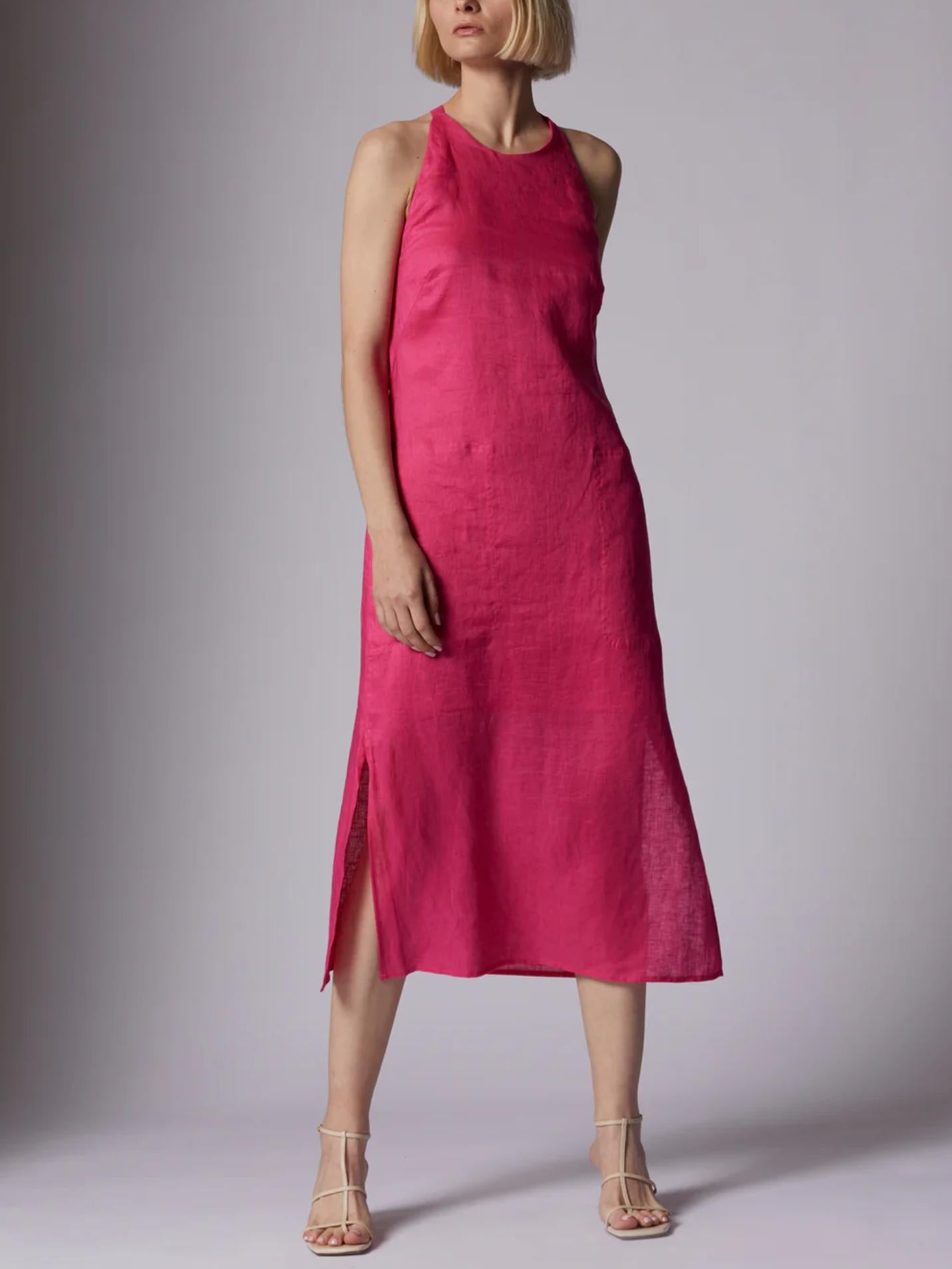 Equipment - Bellamy Open Back Midi Linen Dress - Sz 10