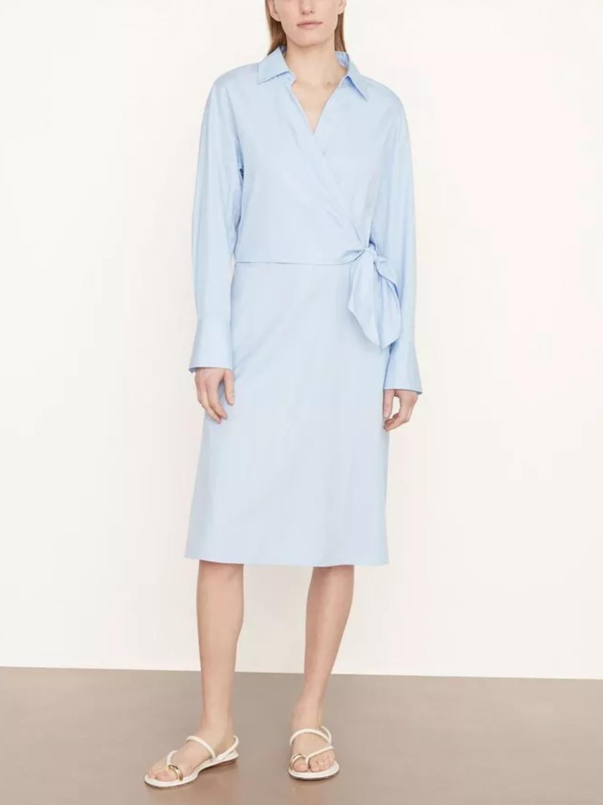 Vince - Long Sleeve Wrap Tie Waist Shirt Dress - Sz 6