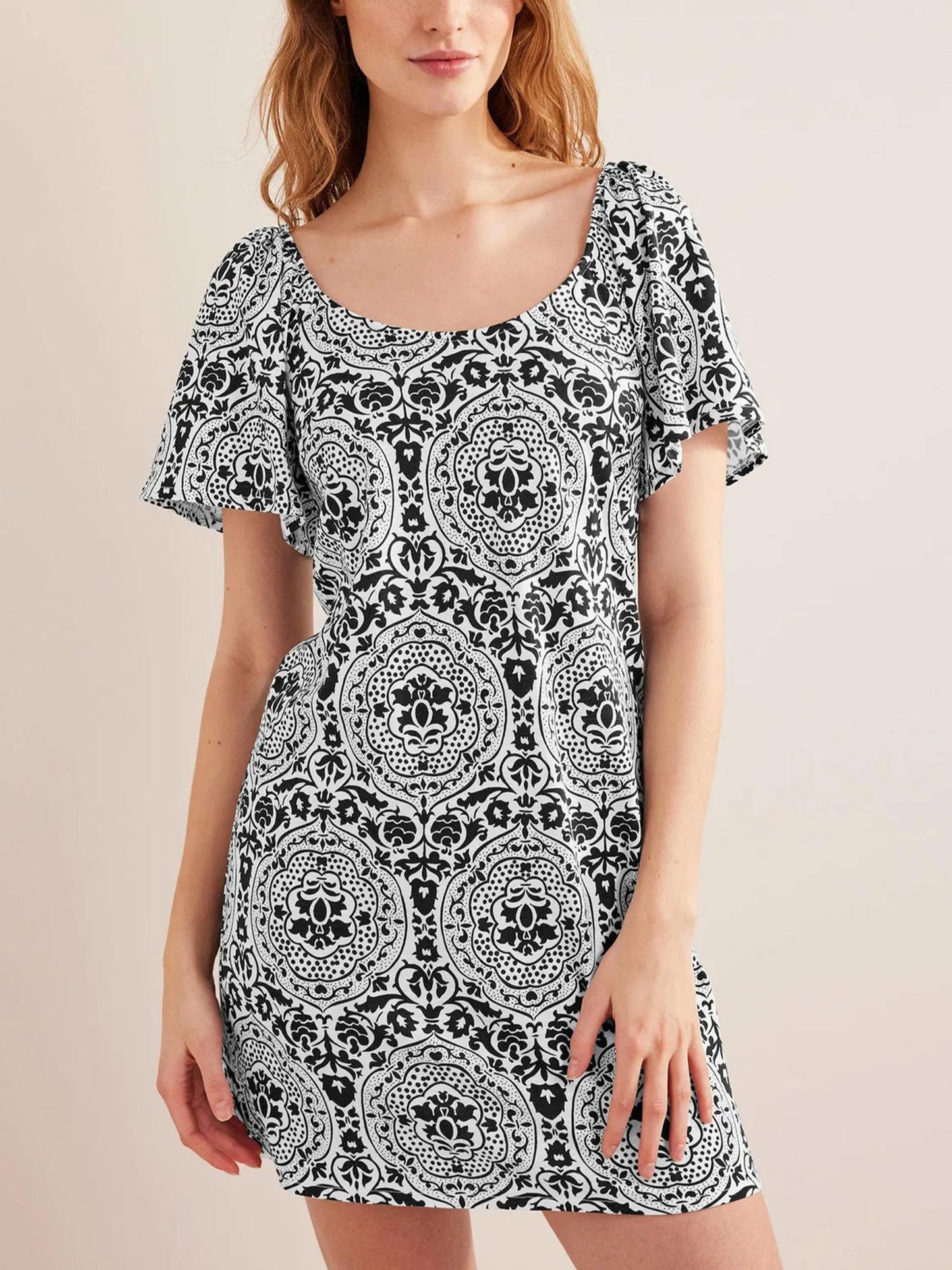 Boden - Short Sleeve Scoop Neck Mini Shift Dress - Sz 14