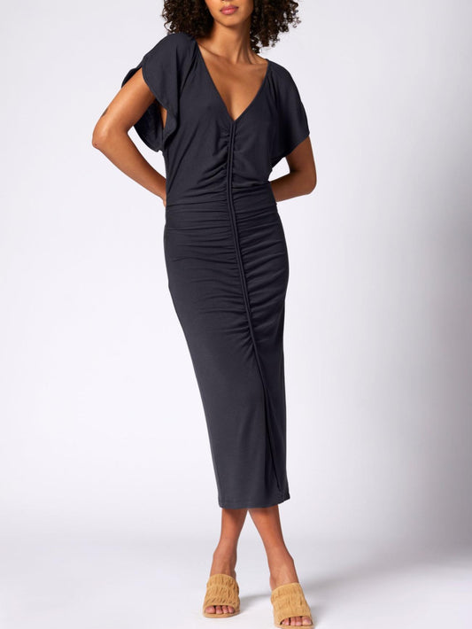 Joie - Gianni V-Neck Wool Blend Midi Dress - Sz L