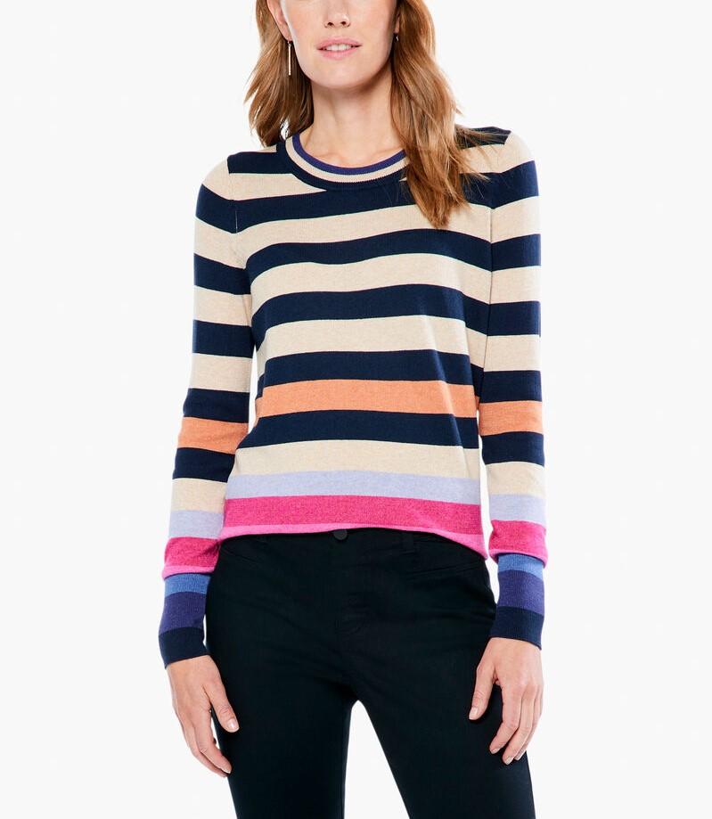 NIC+ZOE - Long Sleeve Jewel Stripes Vital Sweater - Sz L