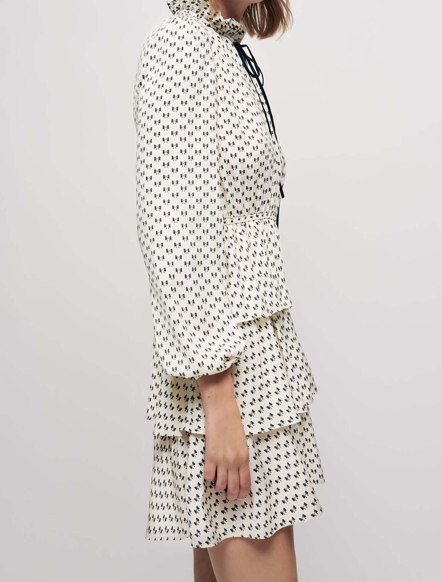 Maje - Rinalla Bow Print Satin Dress - Sz S