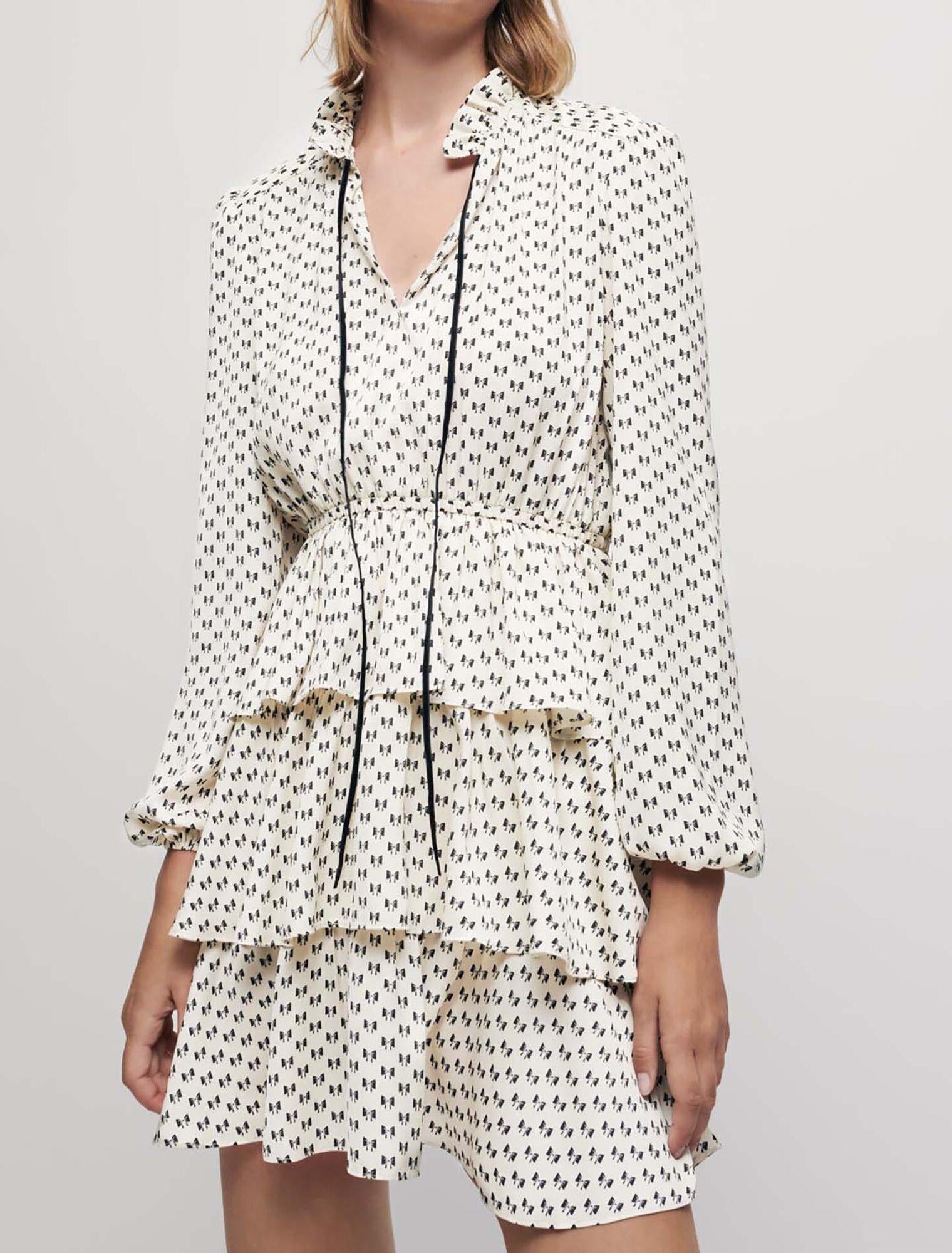 Maje - Rinalla Bow Print Satin Dress - Sz S