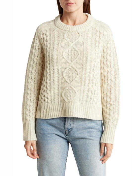 360 Cashmere - Anna Cable Knit Wool Blend Sweater - Sz L