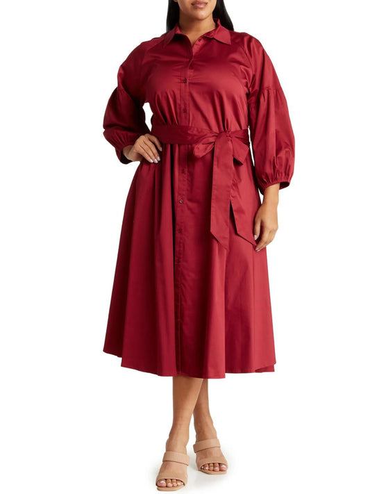 Renee C - Button-Down Belted Maxi Shirtdress - Sz 1X