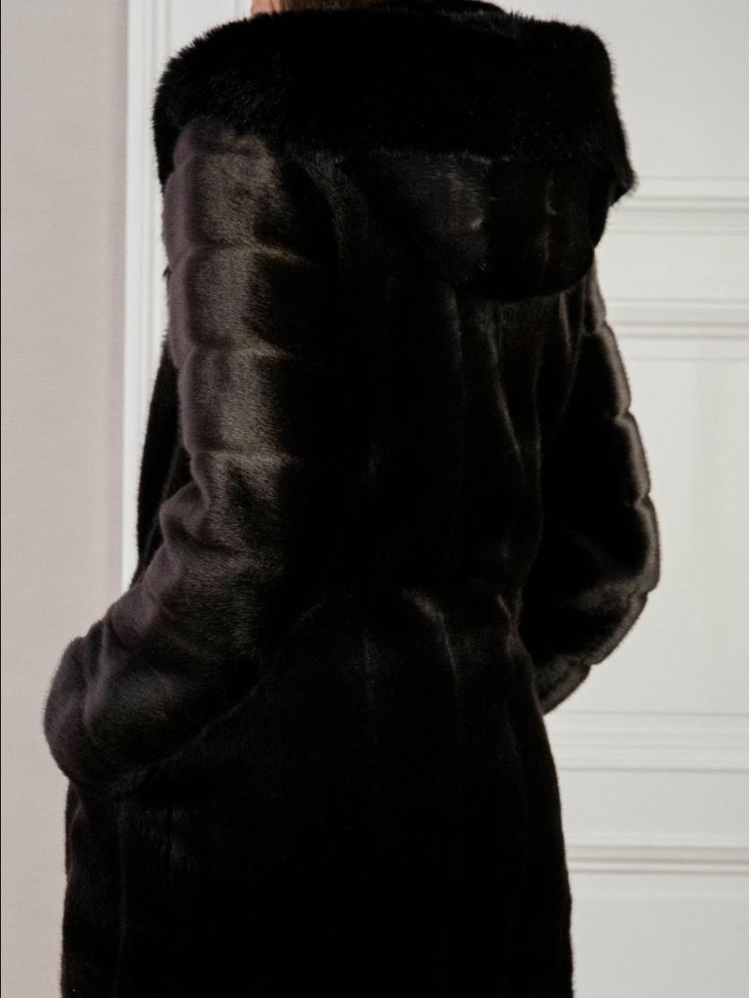 FAZ - Hooded Faux-Fur Coat - Sz S