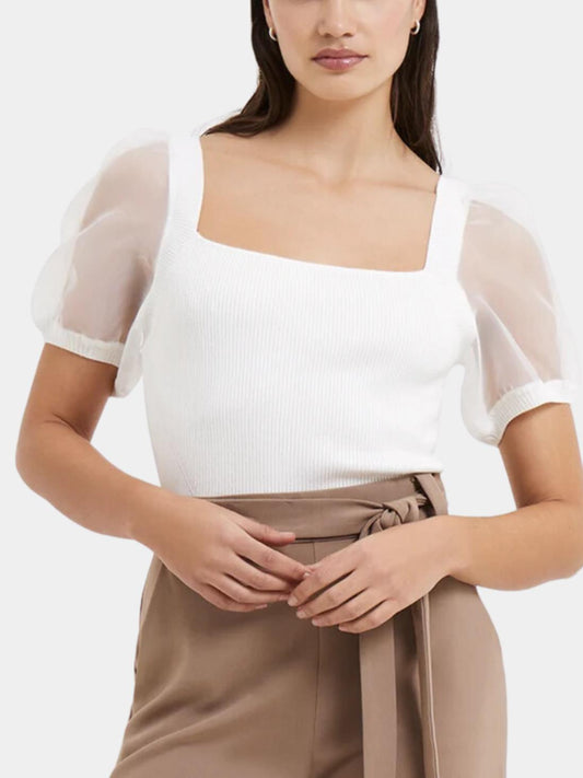 French Connection - Lex Krista Organza Sleeve Knit Top - Sz M