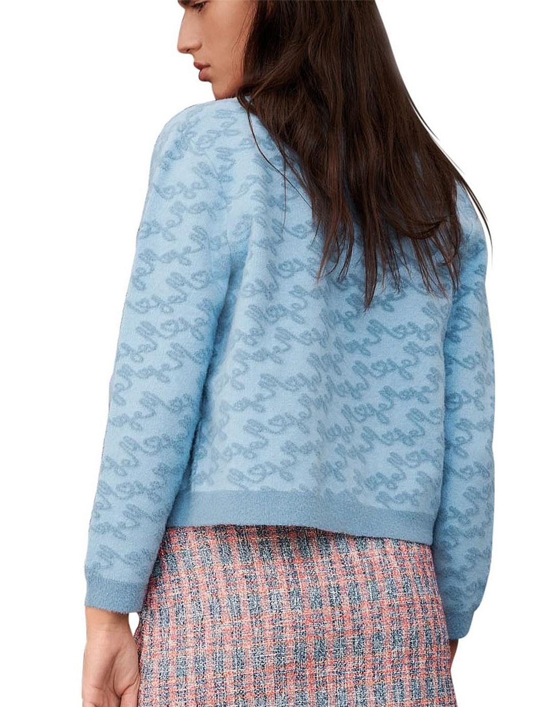 Maje - Moetic Jacquard Knit V-Neck Cropped Cardigan - Sz L