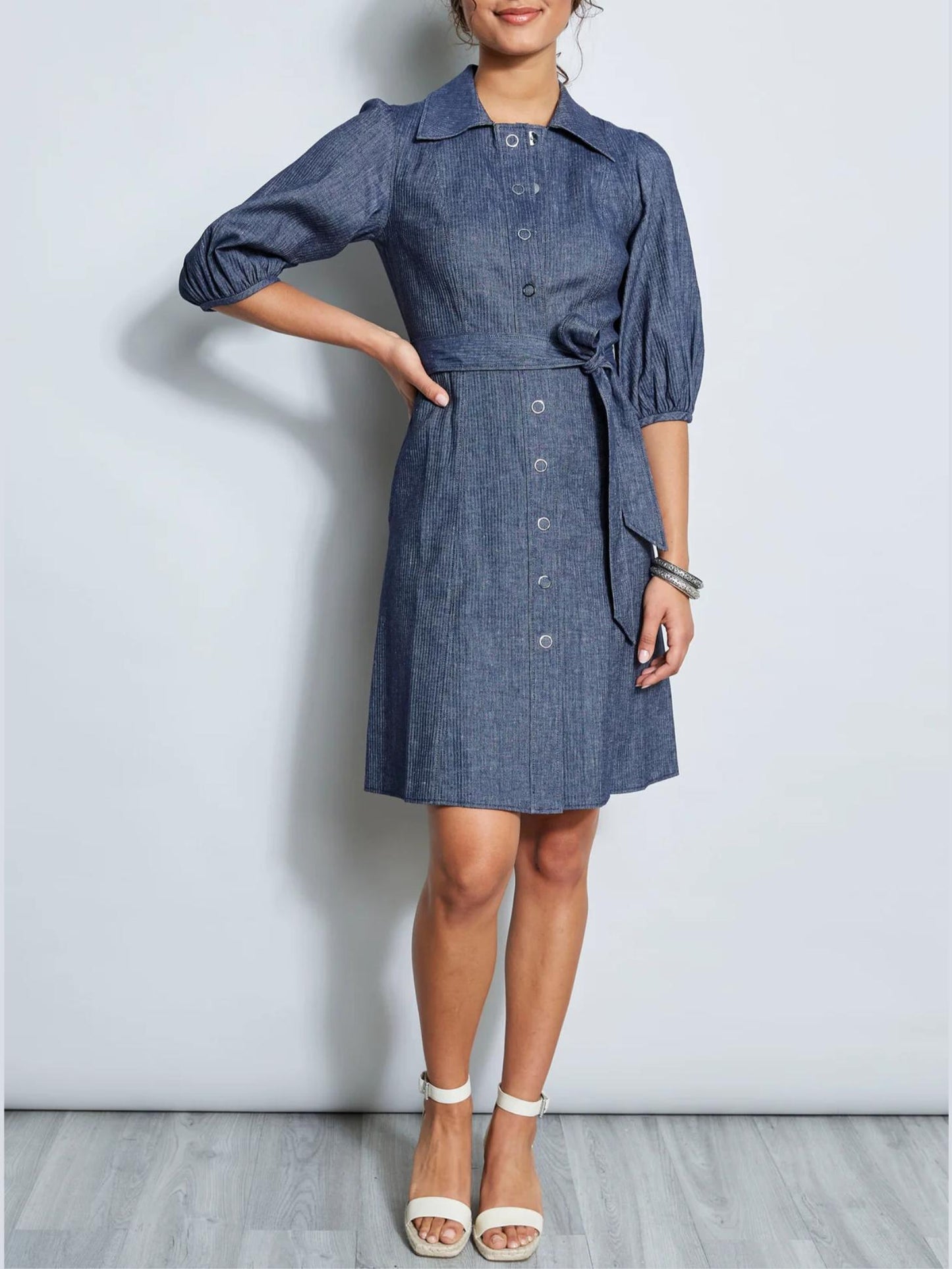 Elie Tahari - Rumer Stretch Denim Shirt Dress - Sz 4