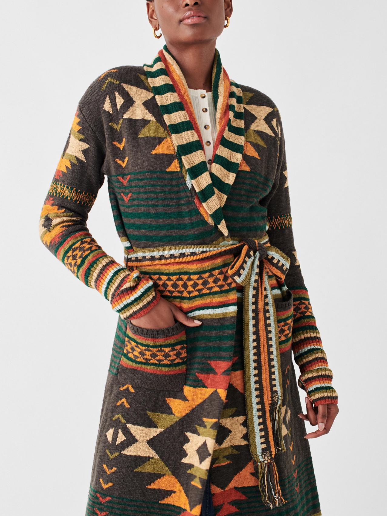 Faherty - Paloma Long Sleeve Belted Duster Cardigan - Sz M