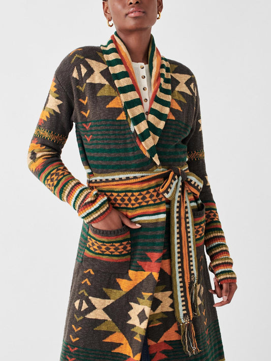 Faherty - Paloma Long Sleeve Belted Duster Cardigan - Sz M