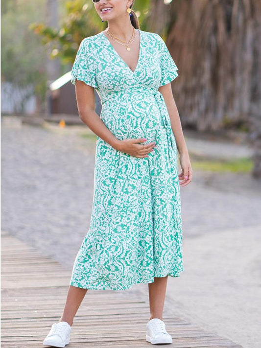 Seraphine - Maternity Flutter Sleeve Wrap Dress - Sz 10M
