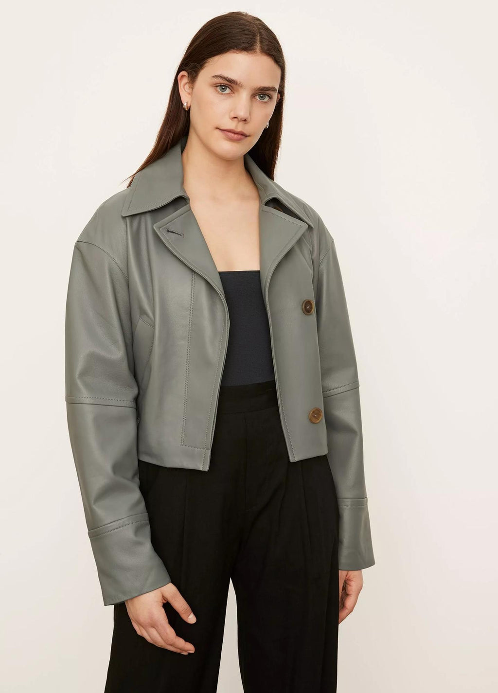 Vince - Cropped Leather Flight Jacket - Sz M