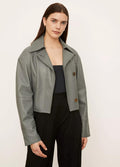 Vince - Cropped Leather Flight Jacket - Sz M