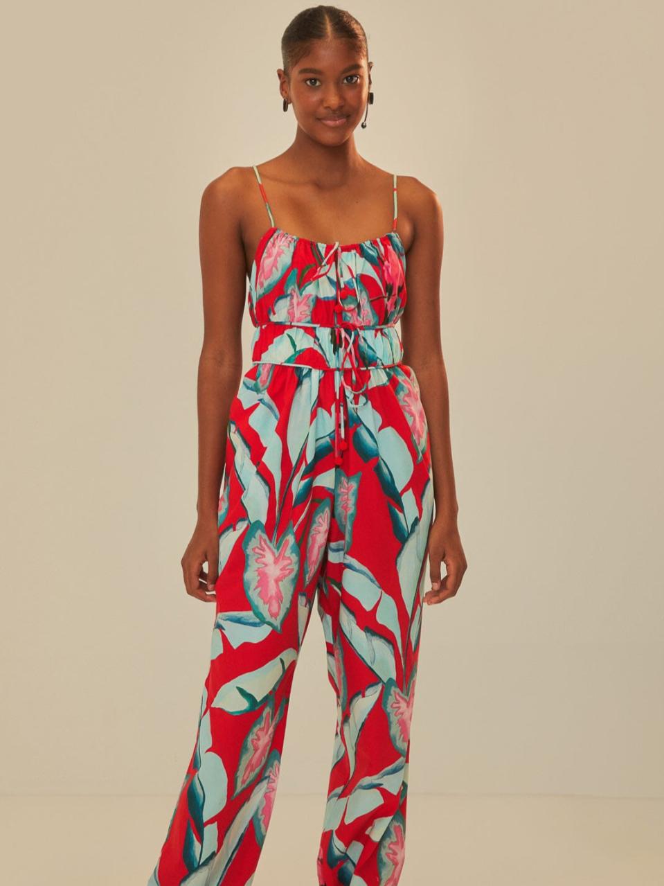 FARM Rio - Summer Foliage Cotton Jumpsuit - Sz L