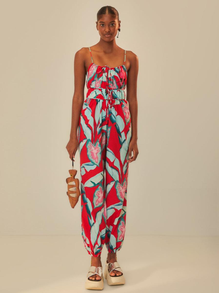 FARM Rio - Summer Foliage Cotton Jumpsuit - Sz L