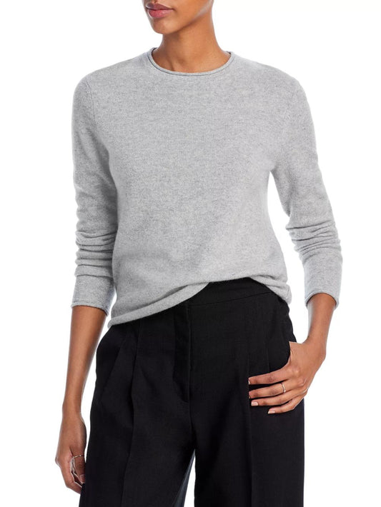 Aqua - Rolled Edge Long Sleeve Cashmere Sweater - Sz M