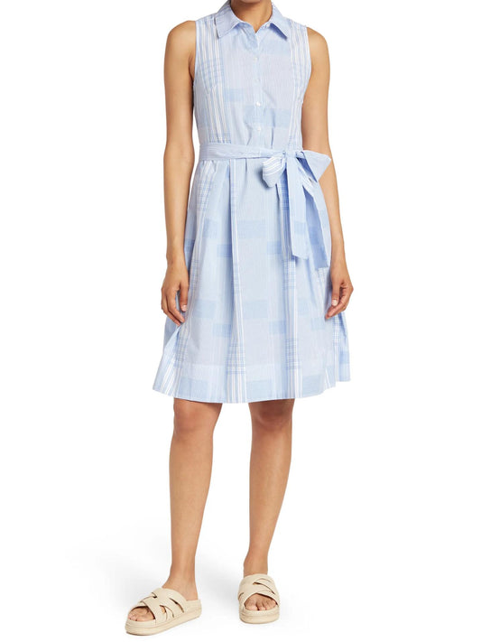 Tommy Hilfiger - Tie-Waist Cotton-Blend Sleeveless Shirtdress - Sz 12