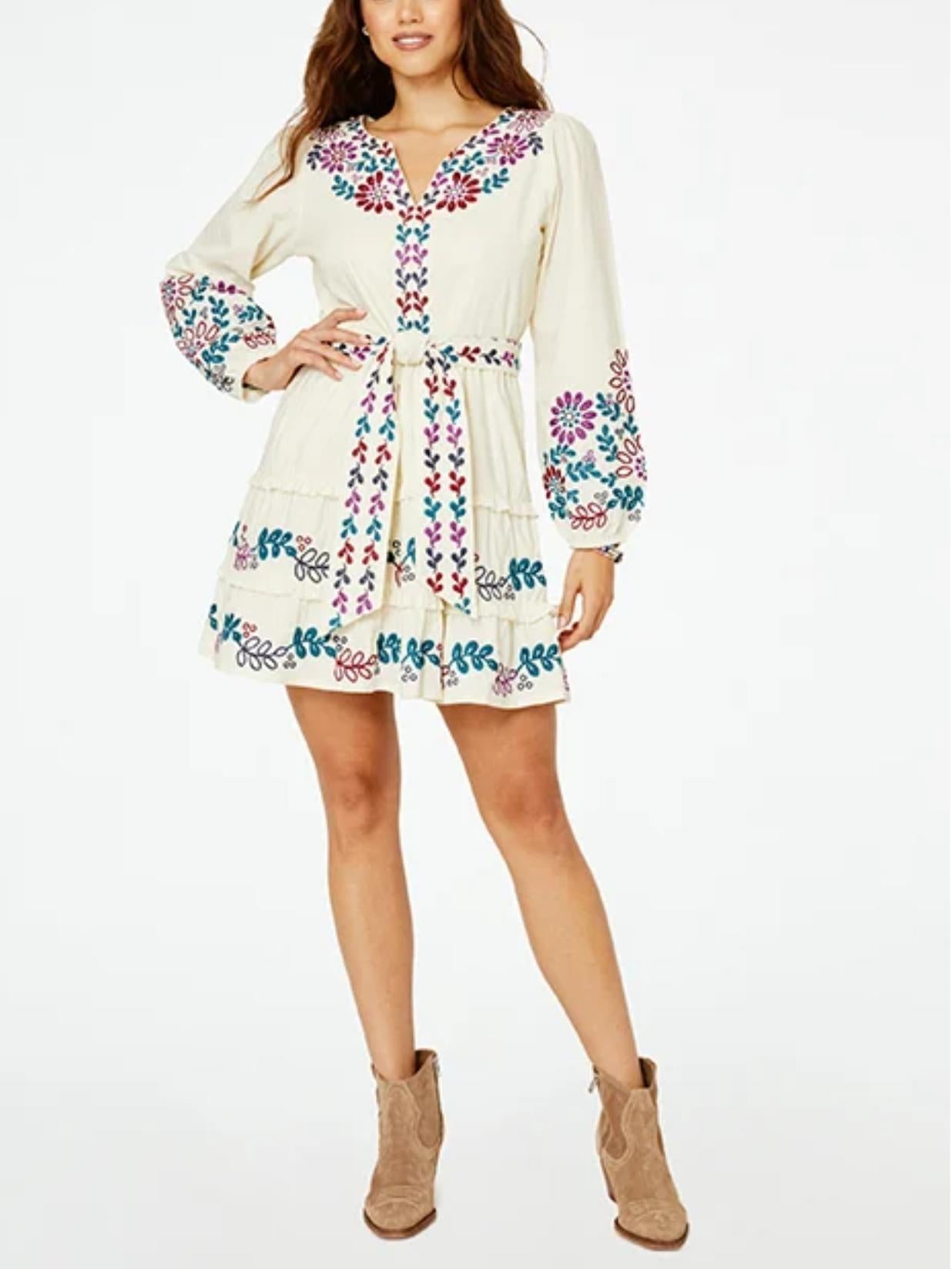 Roller Rabbit - Naema Embroidered Tier Mini Dress - Sz L