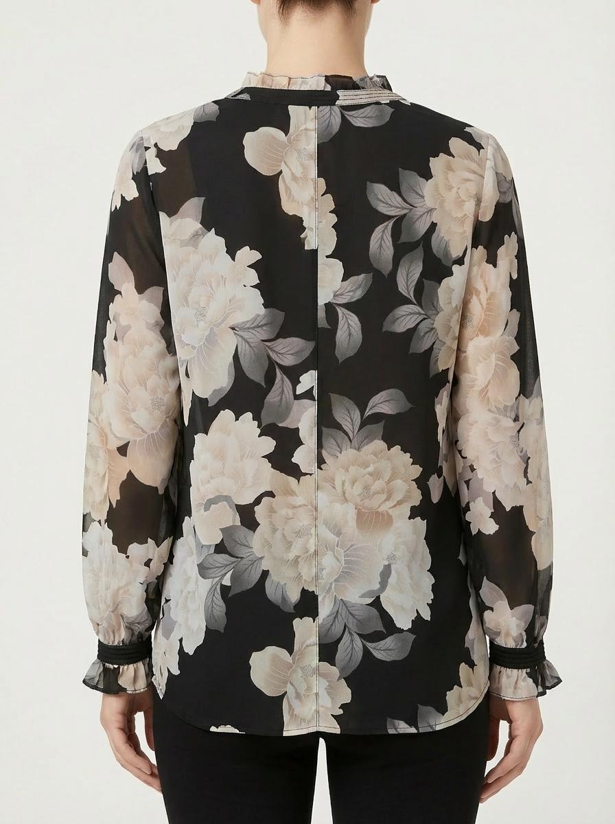 Calvin Klein - Flutter Neck Button-Down Blouse - Sz L
