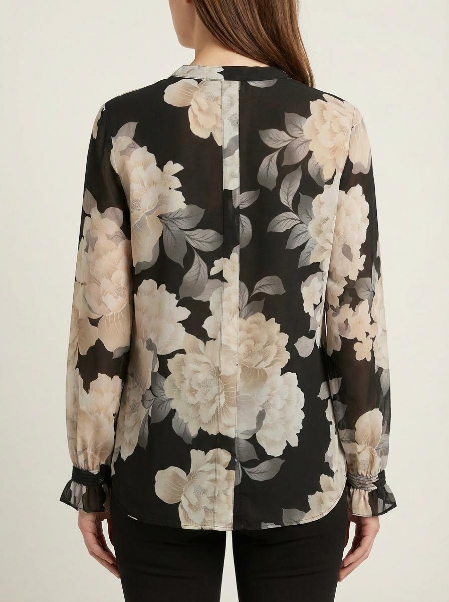 Calvin Klein - Flutter Neck Button-Down Blouse - Sz L